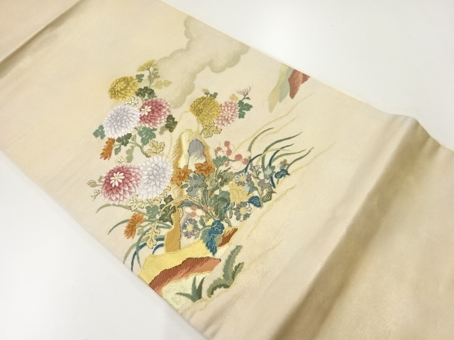 リサイクル　菊模様織出し名古屋帯